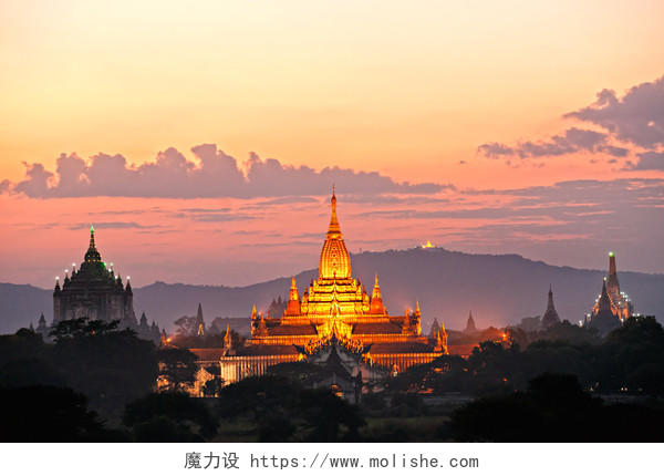 国外旅游自然旅行旅游教堂城堡远景图缅甸旅游